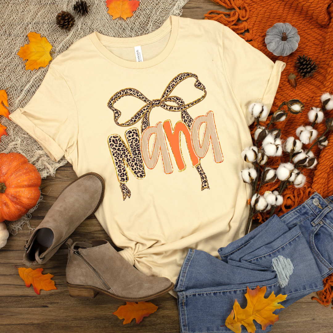 Nana Leopard Bow Graphic Tee