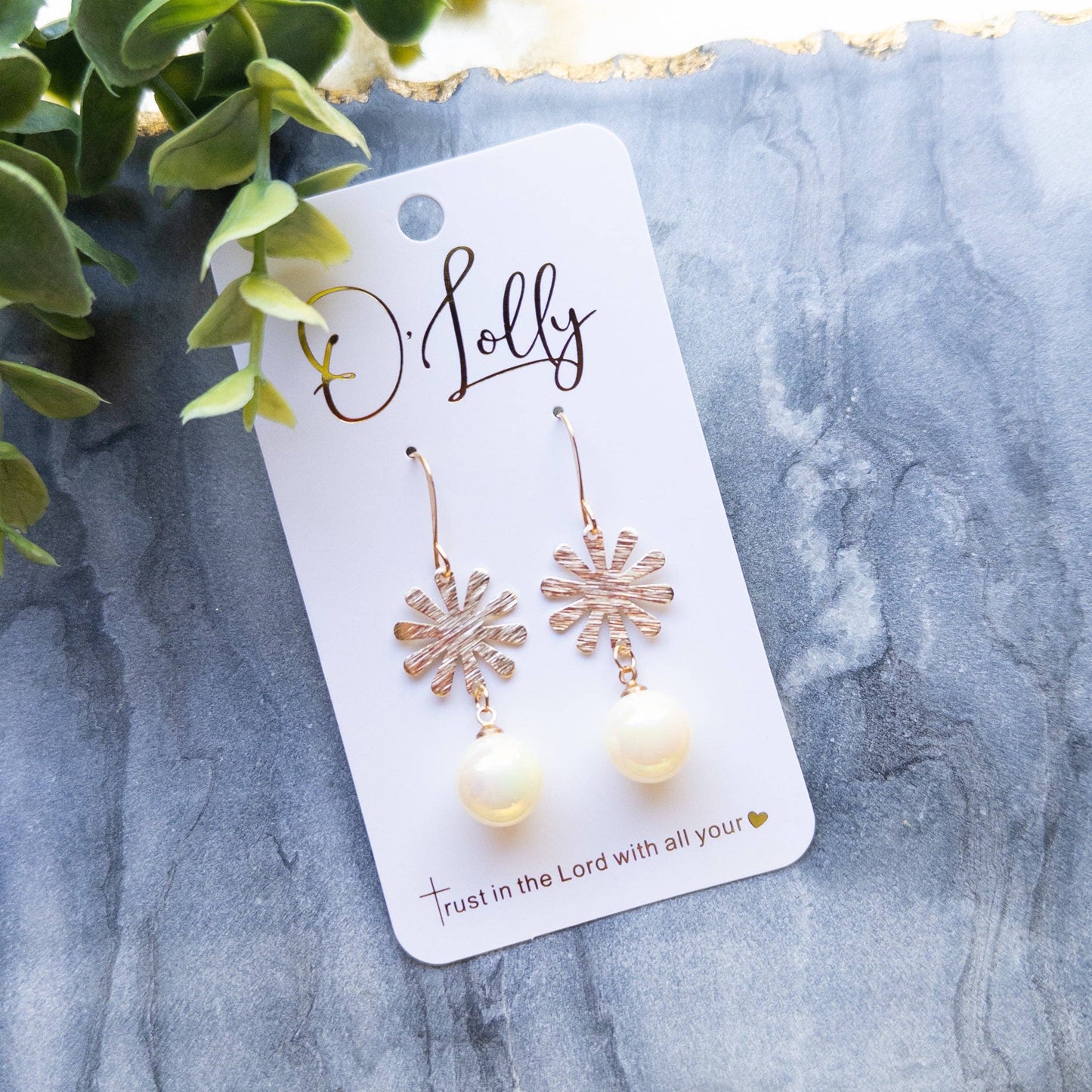 Gold Burst w/AB Pearl Earrings