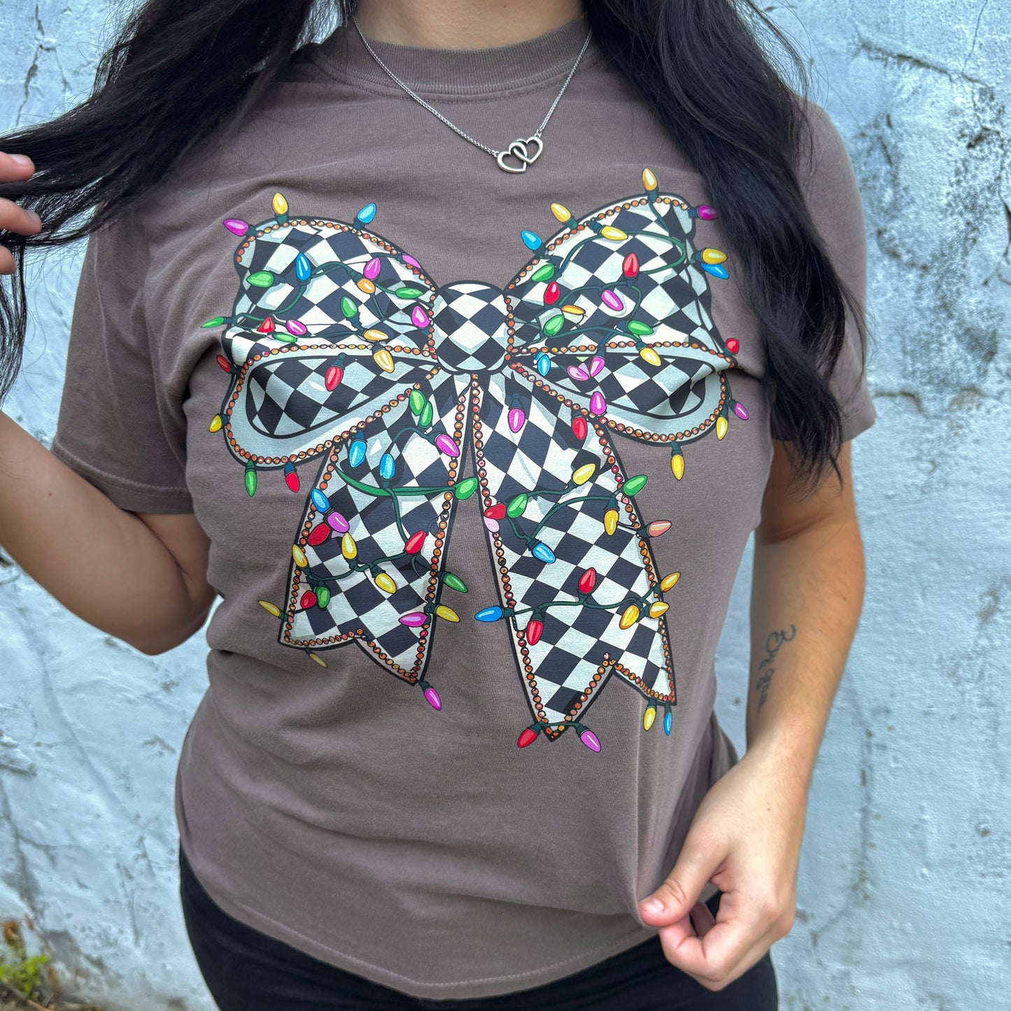Christmas Lights Bow Graphic Tee