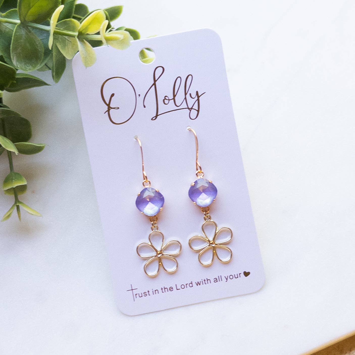 Purple Stone w/Gold Open Flower