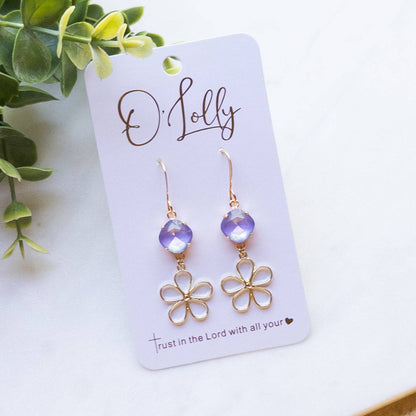 Purple Stone w/Gold Open Flower