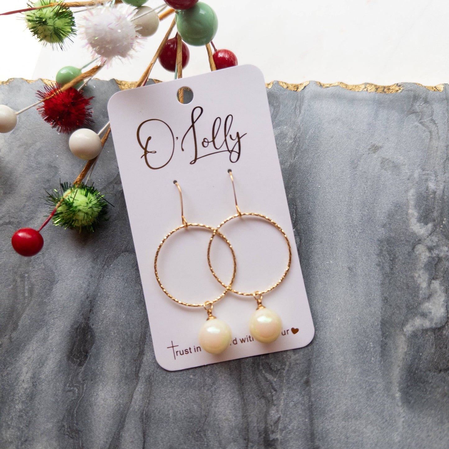 Sparkle Hoop w/AB Pearl Earrings