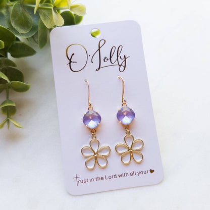 Purple Stone w/Gold Open Flower