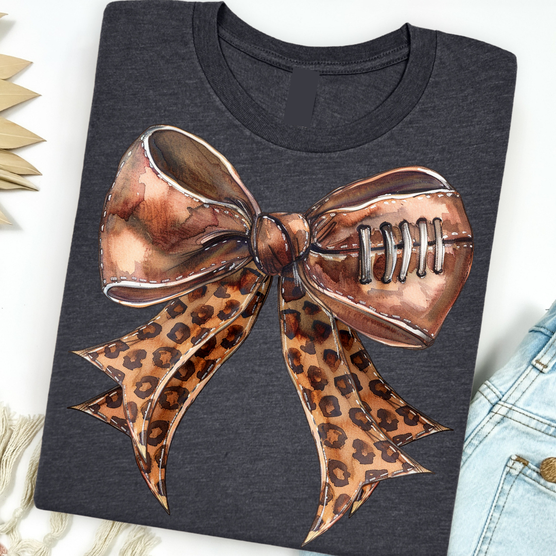 Leopard Football Bow Graphic Tee