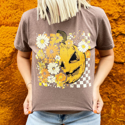 Half Pumpkin Half Flowers Soft Graphic Tee