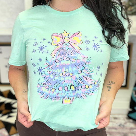 Watercolor Christmas Tree Graphic Tee