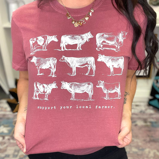 Support Your Local Farmer Cows Graphic Tee