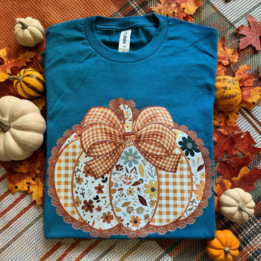 Floral Plaid Pumpkin Graphic Tee