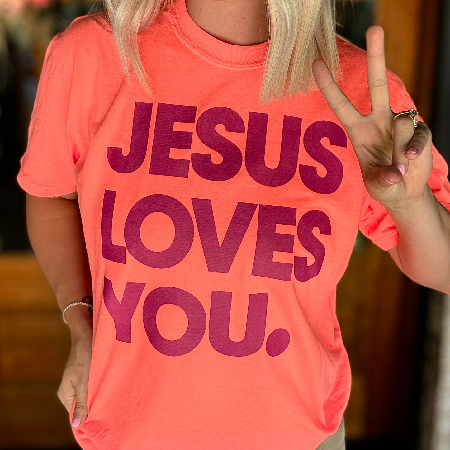 Neon Jesus Loves You. Graphic Tee