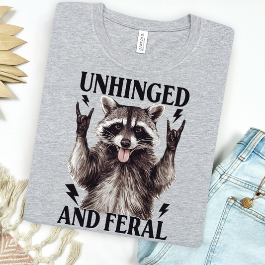 Unhinged And Feral Raccoon Graphic Tee