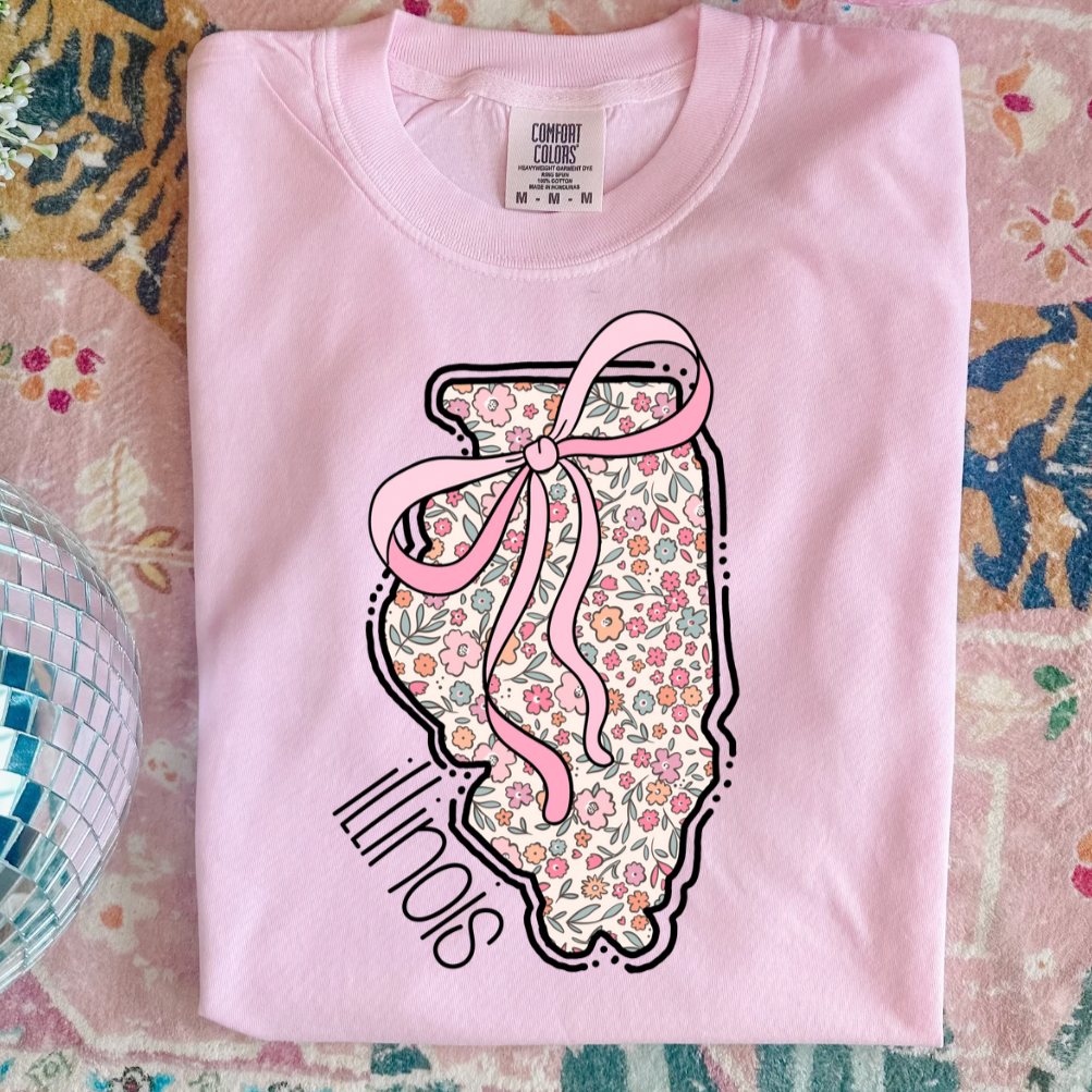 Floral IL State Graphic Tee