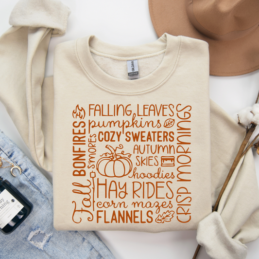 Fall Words Collage Graphic Crewneck