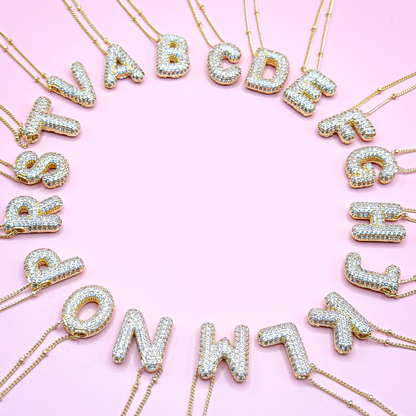 18K Gold Plated Bubble Initial Necklace