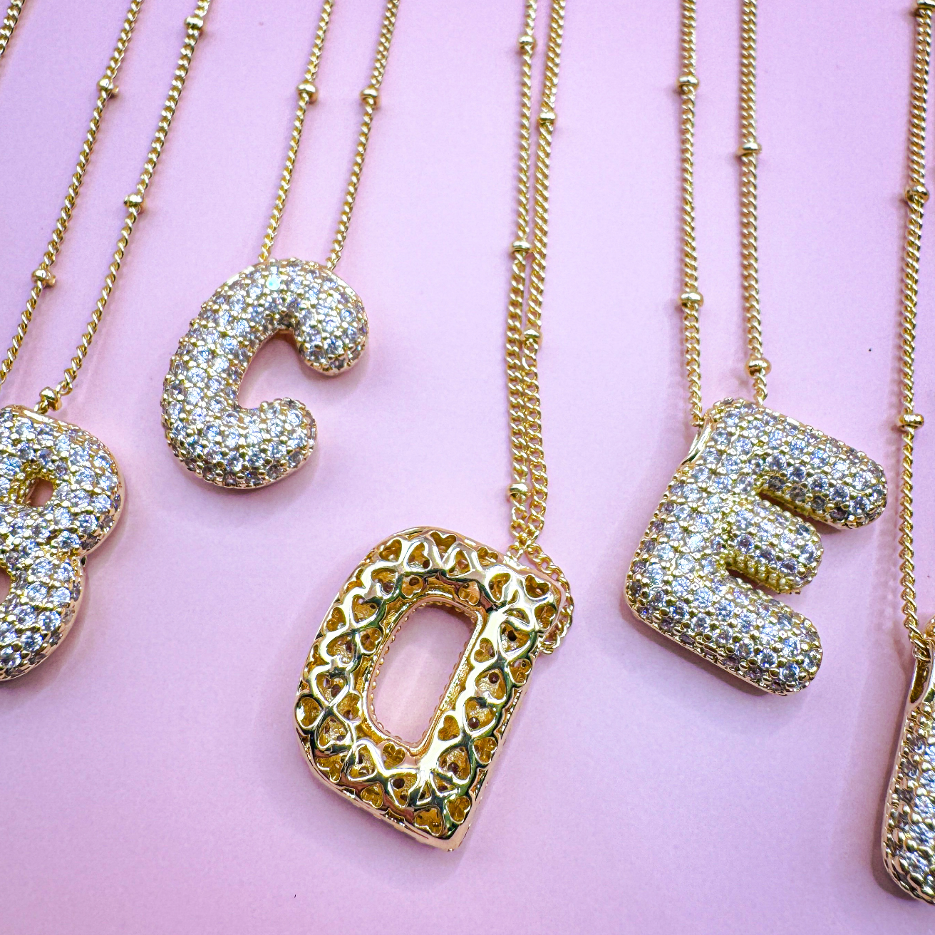 18K Gold Plated Bubble Initial Necklace