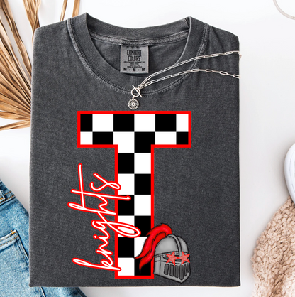 Block Letter Checker Graphic Tee