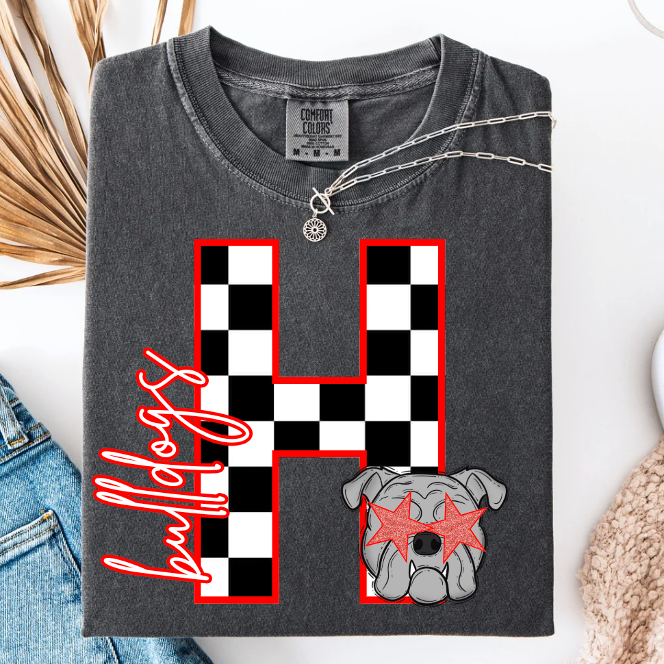 Block Letter Checker Graphic Tee