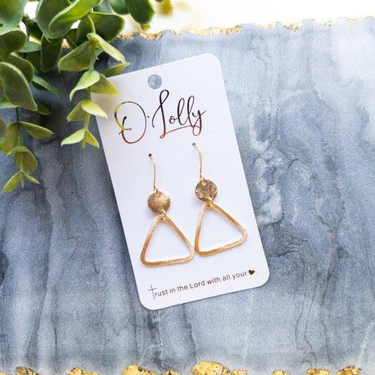 Gold Disc w/Gold Triangle Earrings