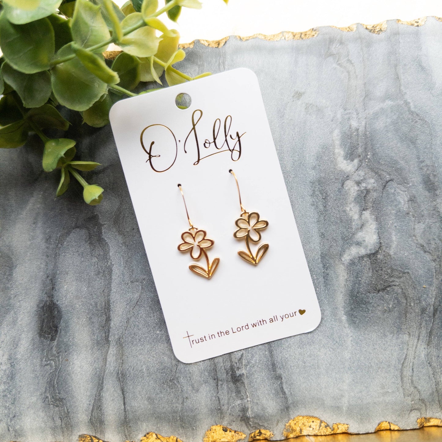 Gold Small Flower Earrings