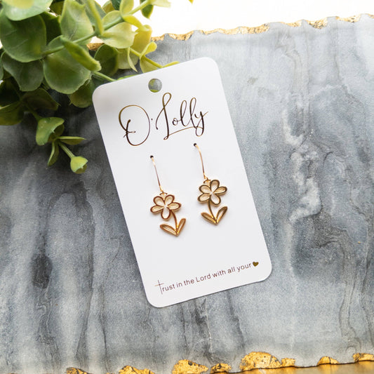 Gold Small Flower Earrings