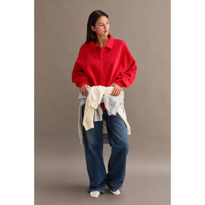 Oversized Polo Collared Pullover