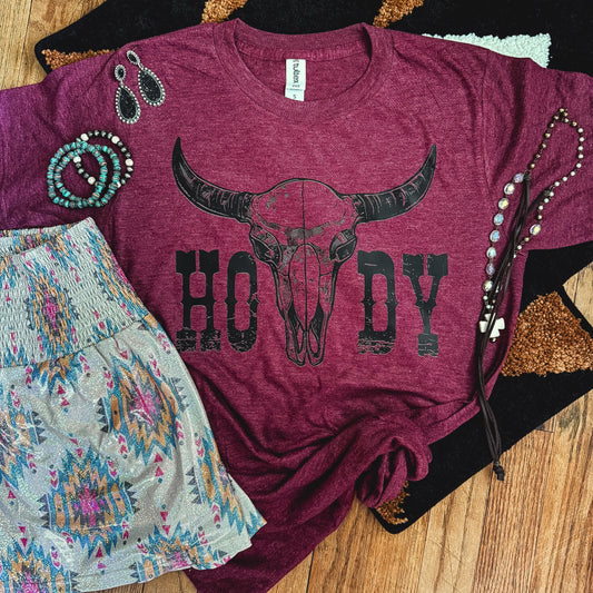 FestiviTees Women - Apparel - Shirts - T-Shirts Desert Skull Howdy Soft Graphic Tee
