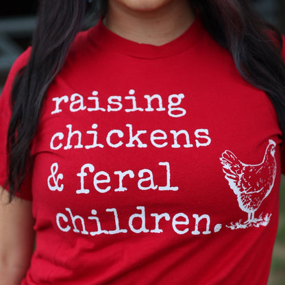 FestiviTees Women - Apparel - Shirts - T-Shirts Raising Chickens & Feral Children Soft Graphic Tee