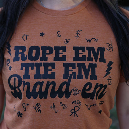 FestiviTees Women - Apparel - Shirts - T-Shirts Rope 'Em Tie 'Em Brand 'Em Soft Graphic Tee