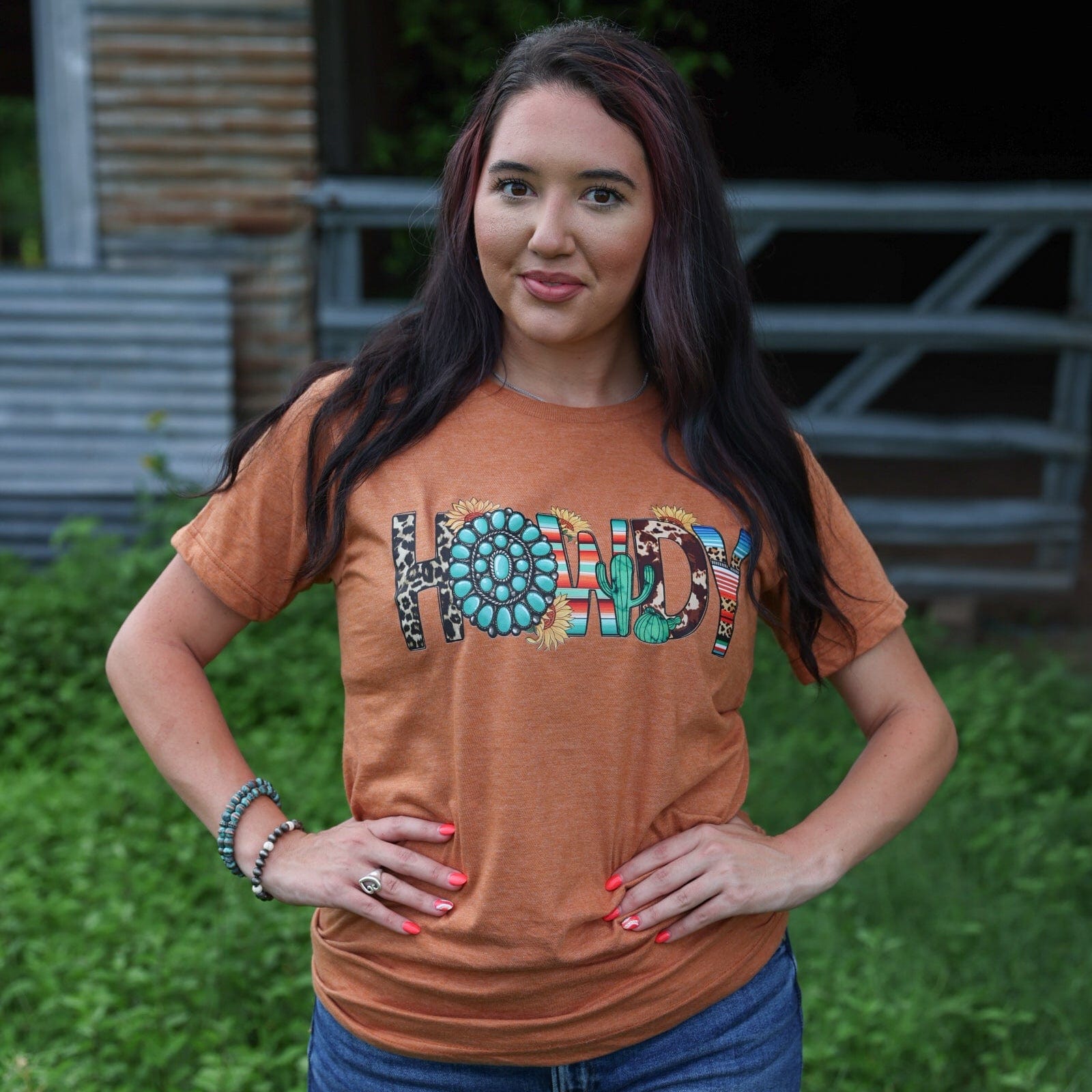 FestiviTees Women - Apparel - Shirts - T-Shirts Turquoise Serape Howdy Soft Graphic Tee
