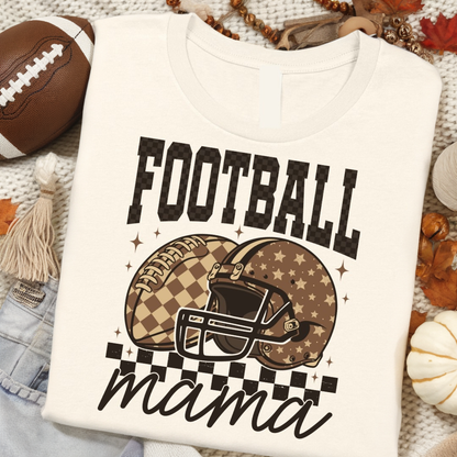 Brown Checkered Football Mama Graphic Tee